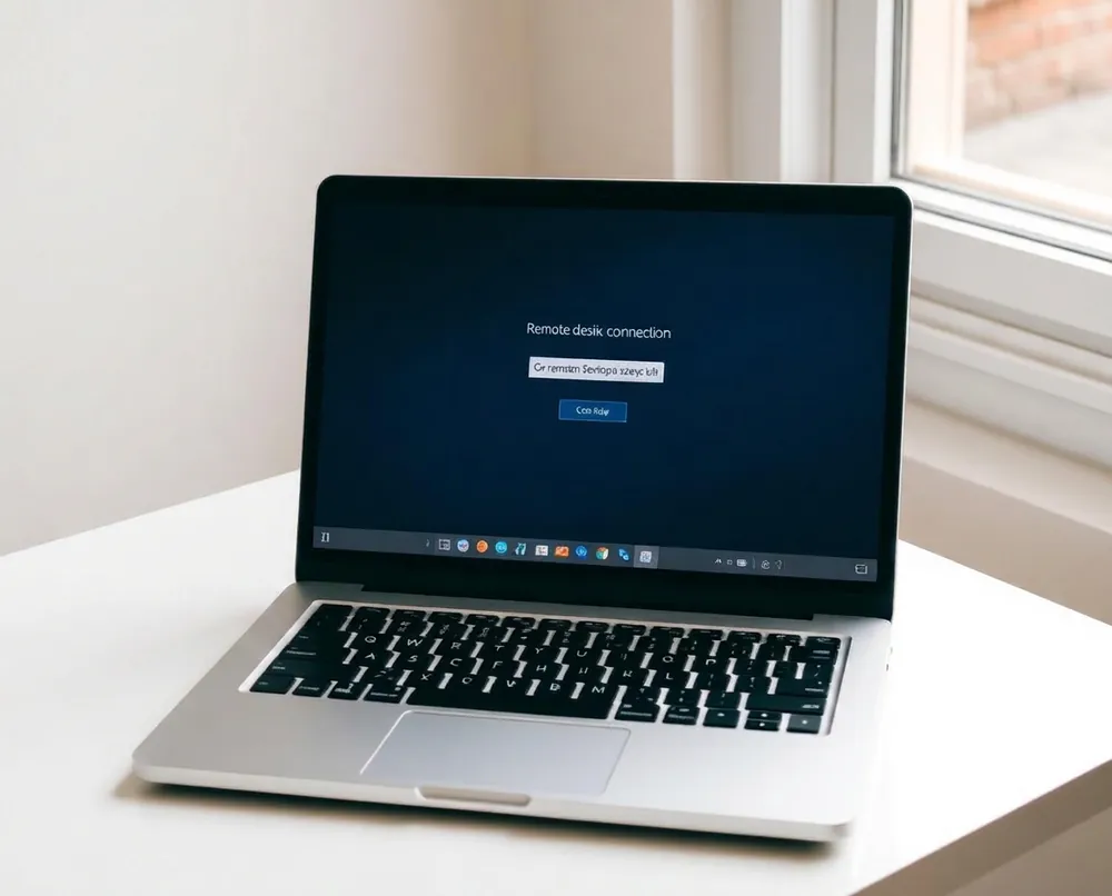 A laptop on a desk during a remote support session